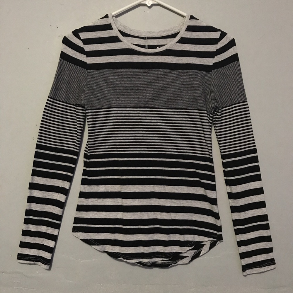 Light grey and black striped long sleeve top
